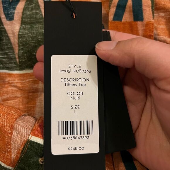 NWT Veronica Beard Tiffany Cropped Top in Tribal Print Linen Blend Tank Womens L - Picture 15 of 16